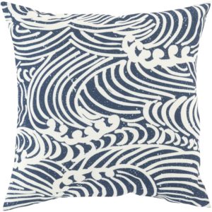 Navy and Cream Mizu Outdoor Pillow by Surya