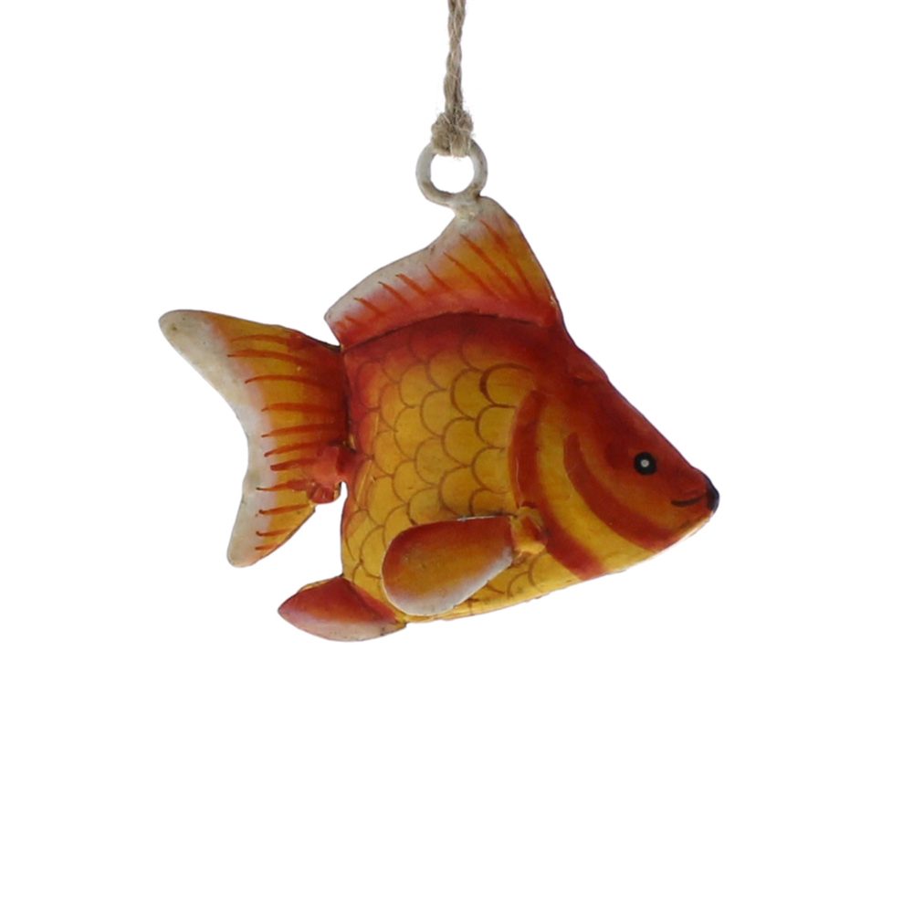 Painted Metal Goldfish Ornament Set of 2 by HomArt - Image 2