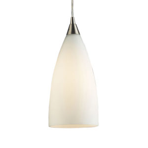 Vesta 1-Light Pendant In Satin Nickel And White Glass by ELK Lighting