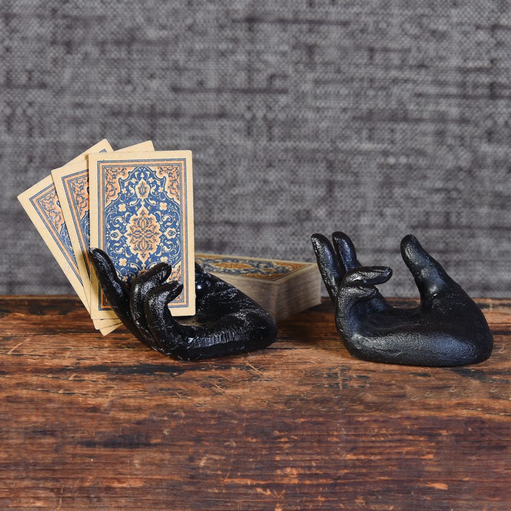 Antique Black Single Hand Card Holder by HomArt