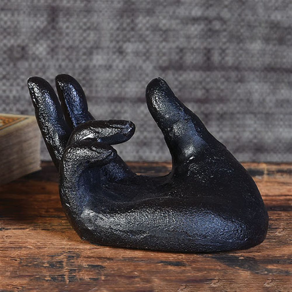 Antique Black Single Hand Card Holder by HomArt - Image 3