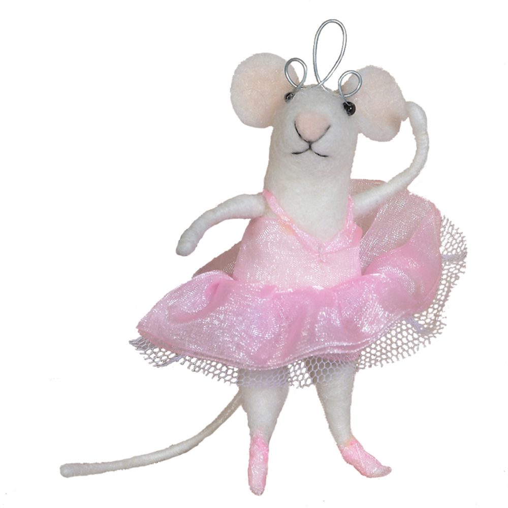 Felt Ballerina Mouse Ornament Set of 2 by HomArt - Image 2