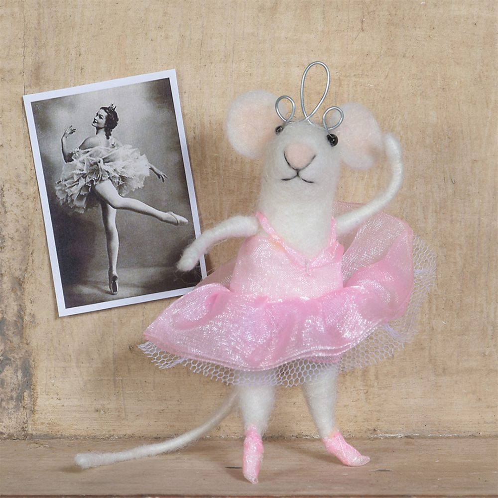 Felt Ballerina Mouse Ornament Set of 2 by HomArt