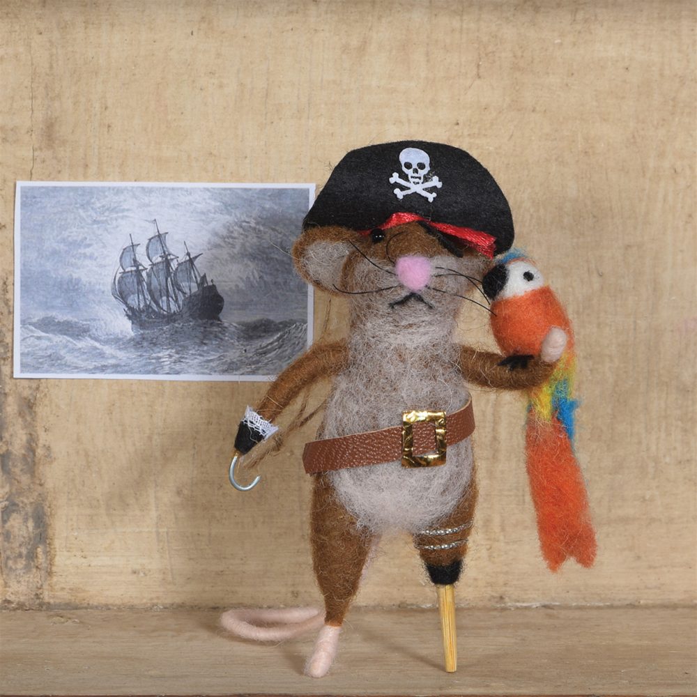 Felt Pirate Mouse Ornament Set of 2 by HomArt