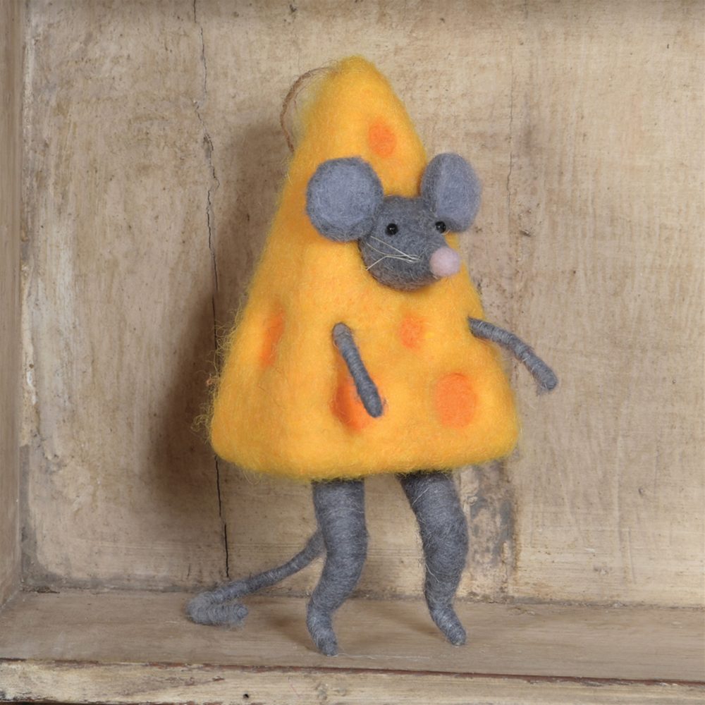Felt Cheese Mouse Ornament Set of 2 by HomArt