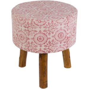 Flamingo Pink and White Indore Stool by Surya