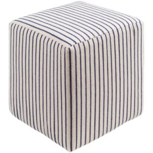 Navy and Cream Matchford Pouf by Surya