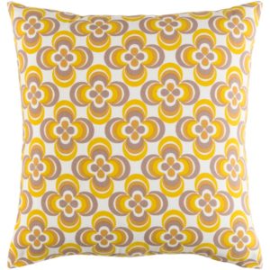 Bright Yellow and Taupe Trudy Pillow by Surya