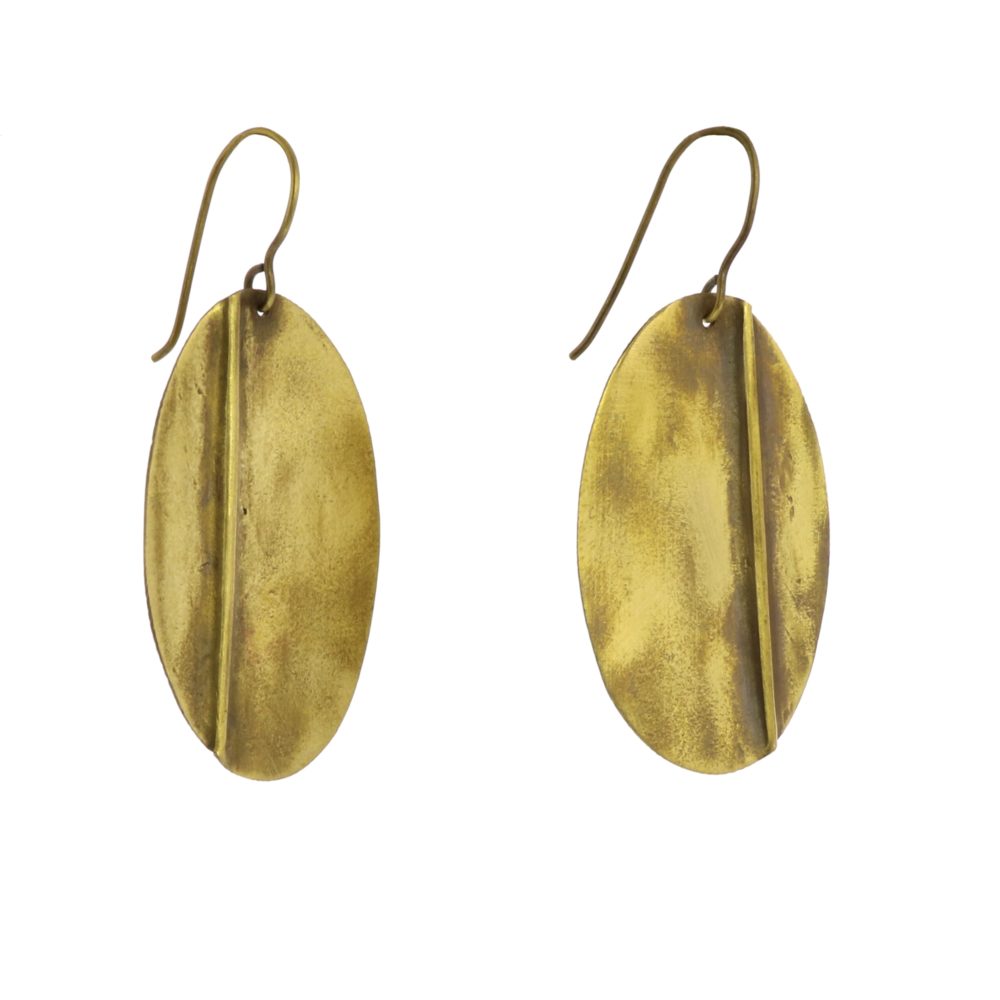 Brass Leaf Earrings by Ora Ten - Image 3