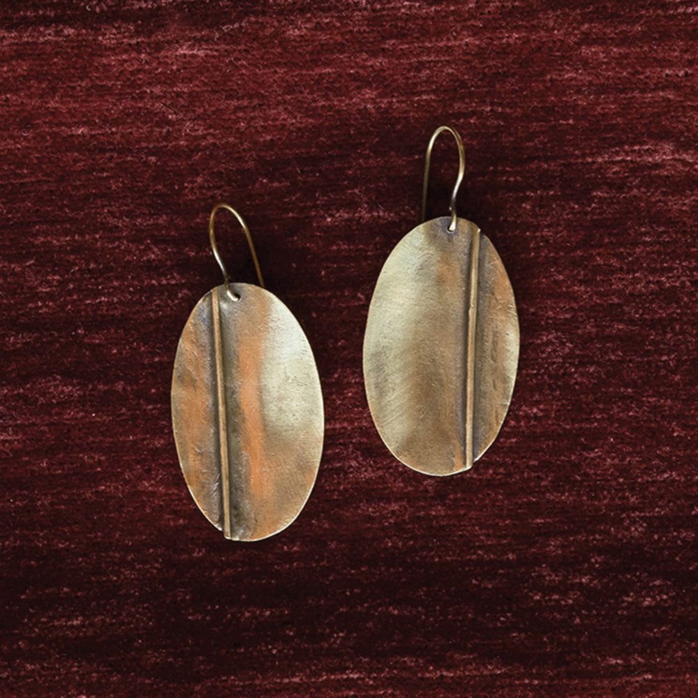 Brass Leaf Earrings by Ora Ten