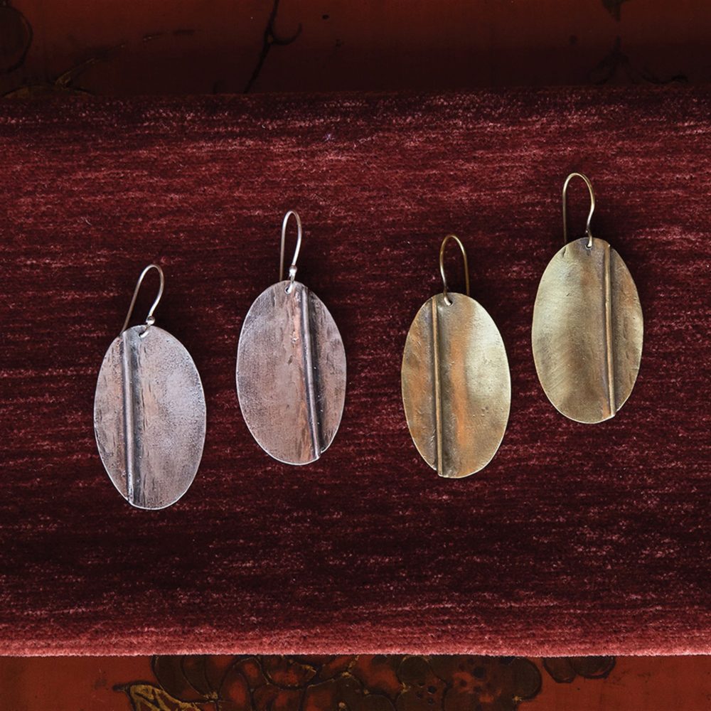 Brass Leaf Earrings by Ora Ten - Image 2
