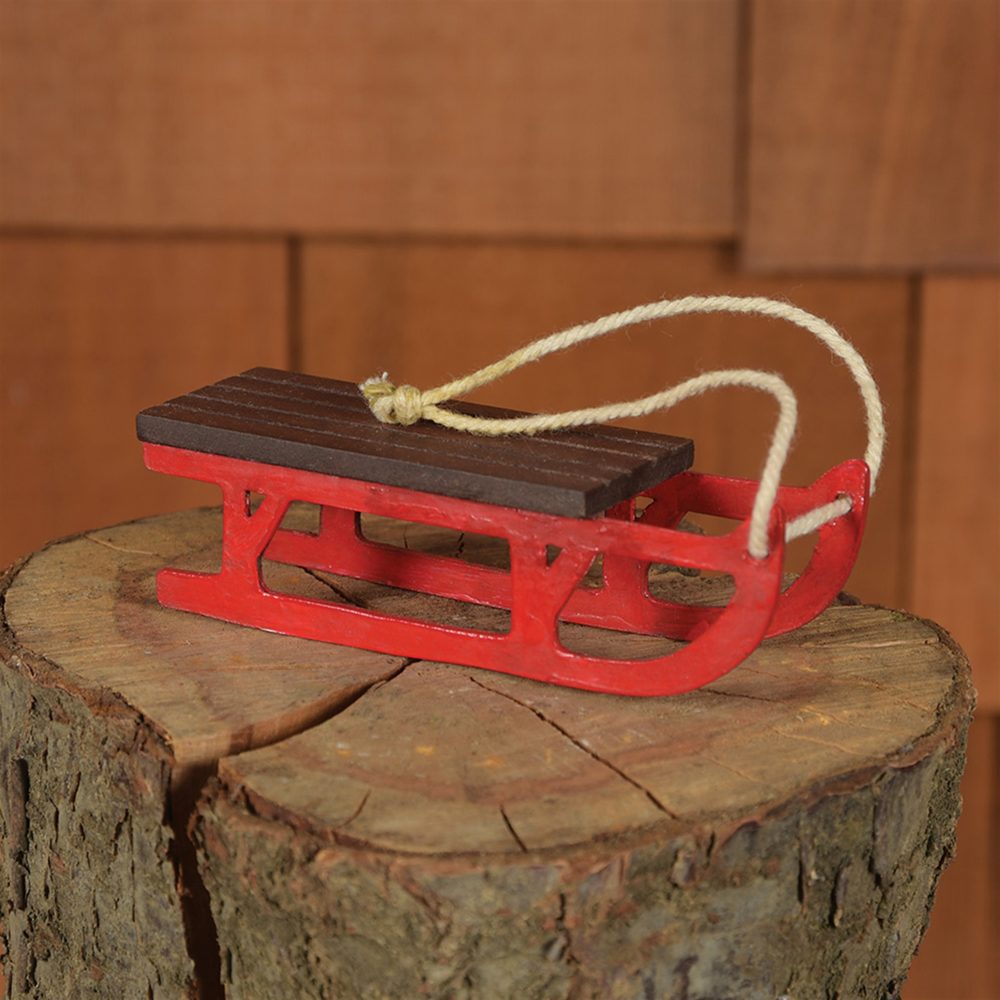 Hand Painted Metal Sled Ornament by HomArt