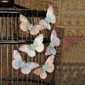 Box of 12 Assorted White, Grey, and Taupe Mandarin Glitter Butterflies