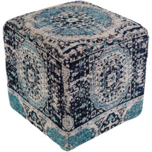 Navy and Pearl Blue Amsterdam Pouf by Surya