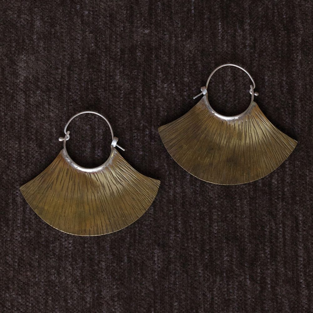 Brass Fan Earrings by Ora Ten