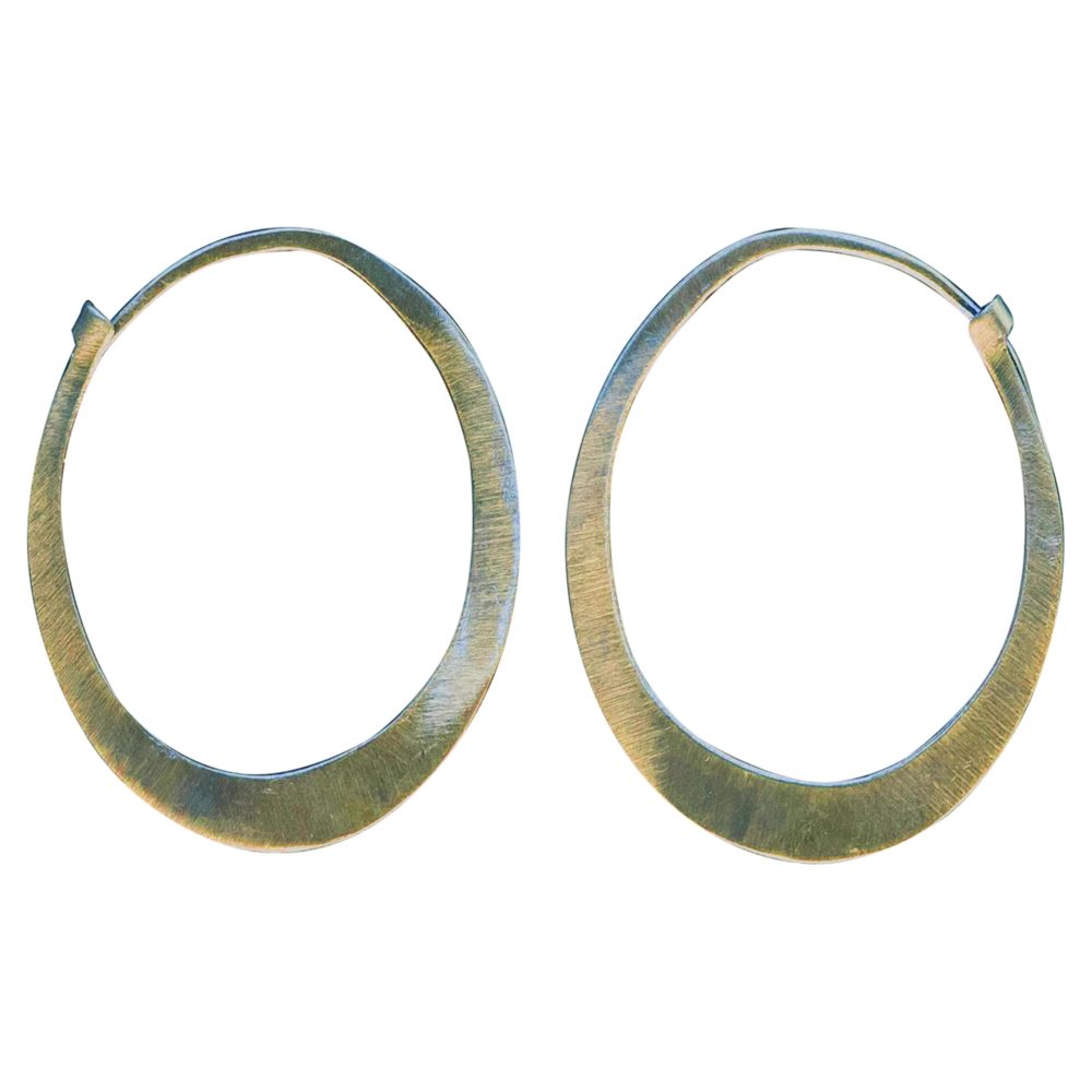 Large Brass Oval Earrings by Ora Ten - Image 3