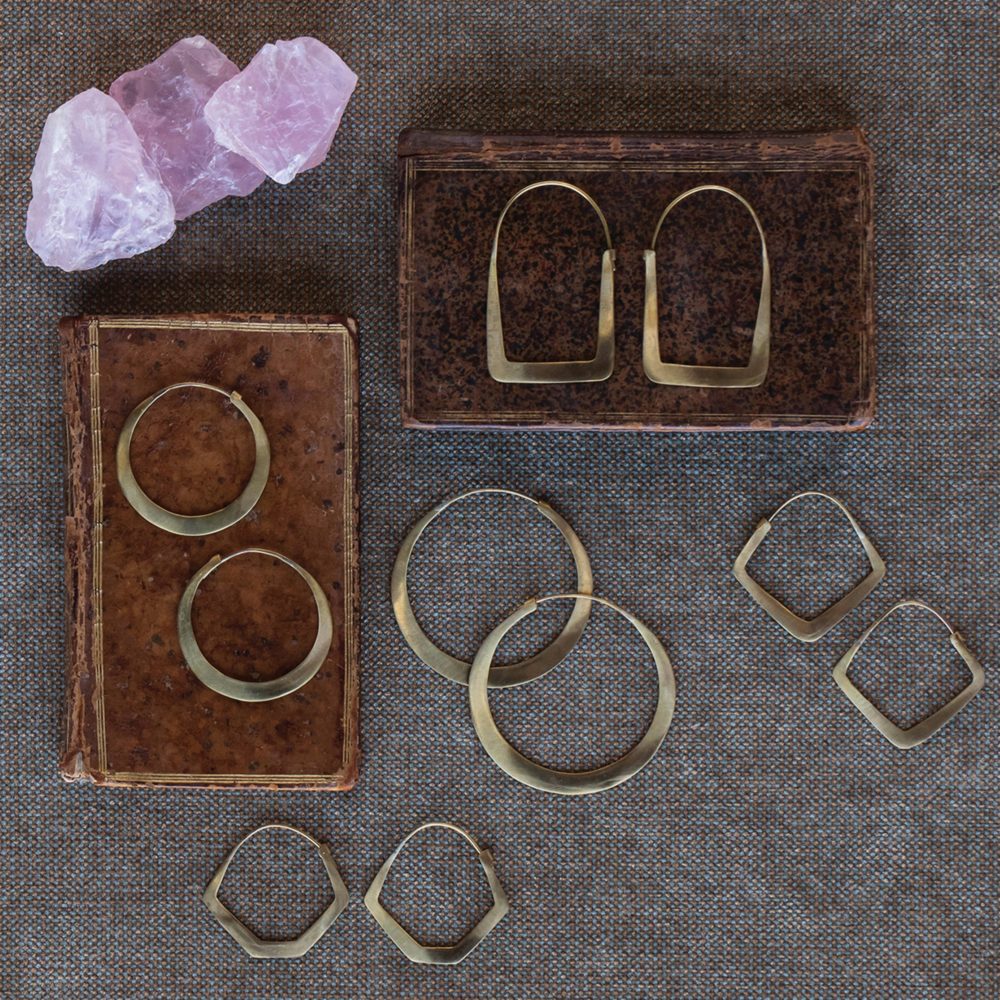 Large Brass Oval Earrings by Ora Ten - Image 2