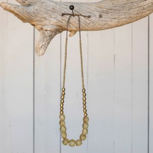 Amber Seaglass and Brass Beaded Necklace by Ora Ten
