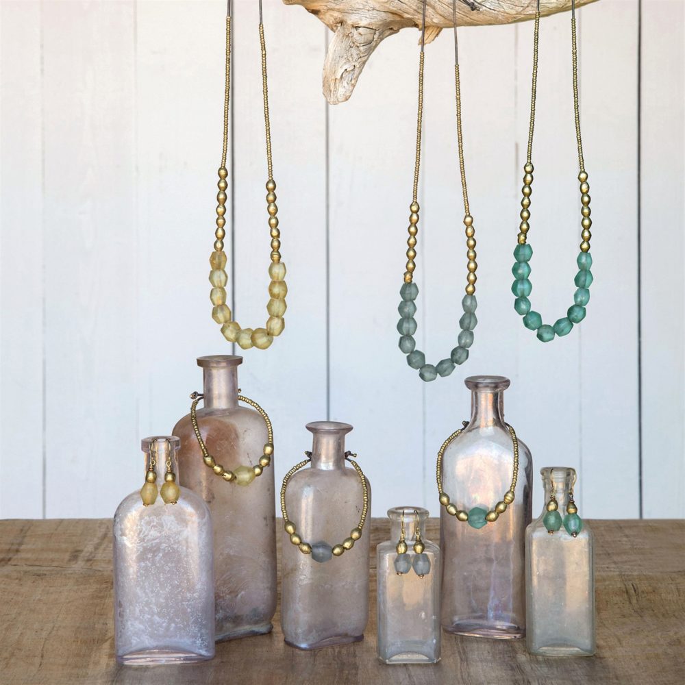Grey Seaglass and Brass Beaded Necklace by Ora Ten - Image 2