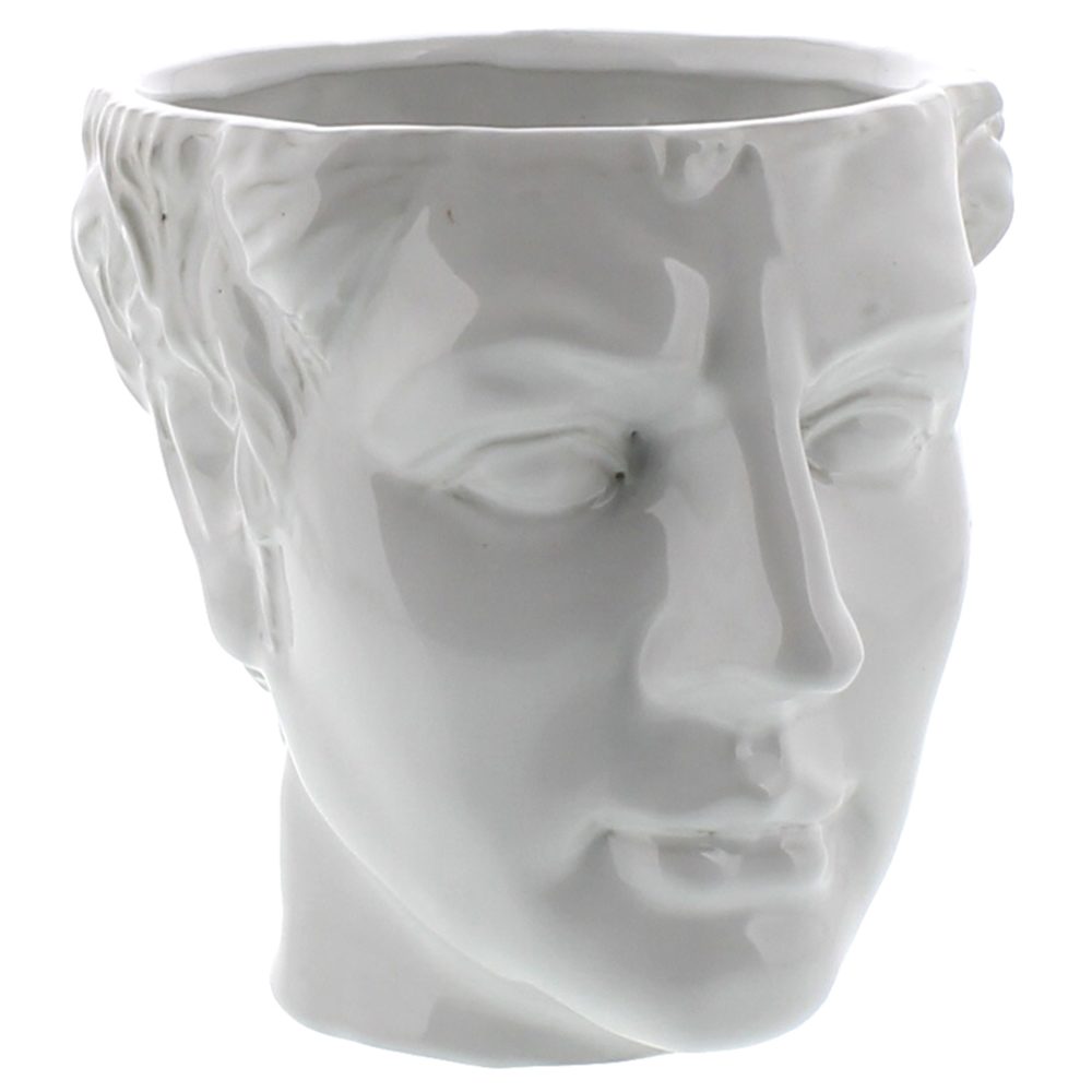White Ceramic Apollo Head Cachepot by HomArt