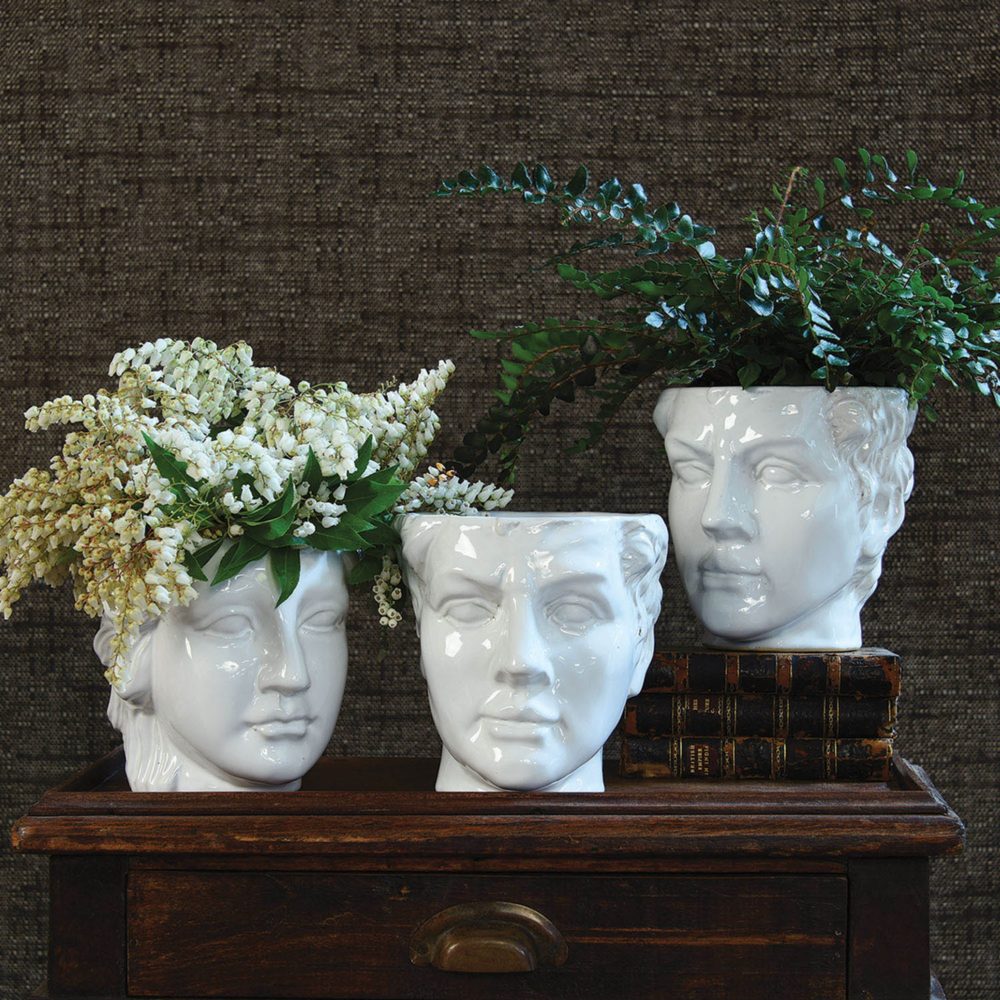 White Ceramic Apollo Head Cachepot by HomArt - Image 3