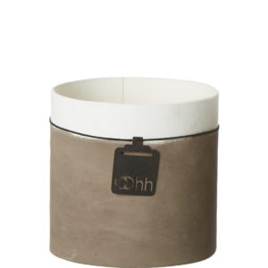 Small Cement Finish Pot with White Rim Set of 2 by BIDKhome