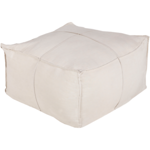 Khaki Solid Linen Pouf by Livabliss