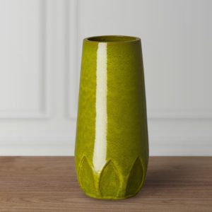 Tall Calyx Vase with a Green Glaze