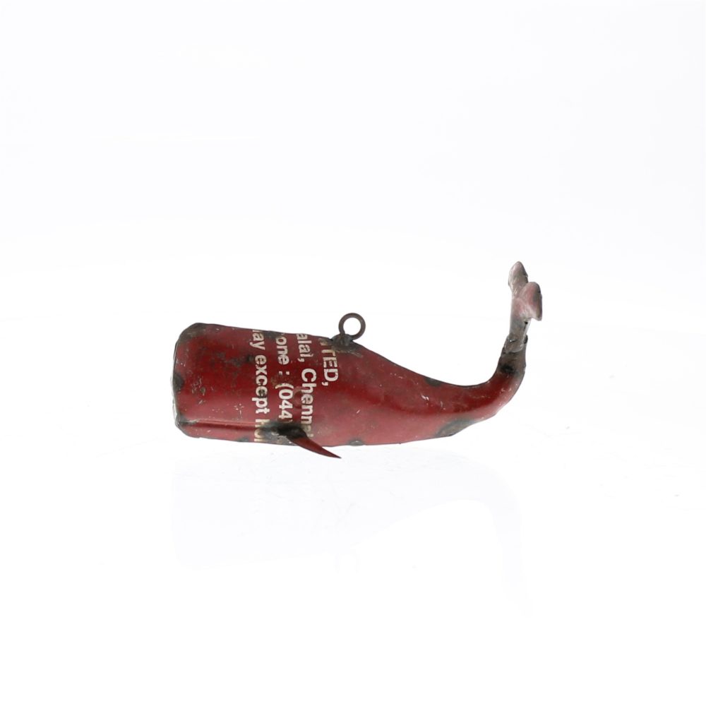 Red Reclaimed Metal Whale Ornament Set of 2 by HomArt - Image 4