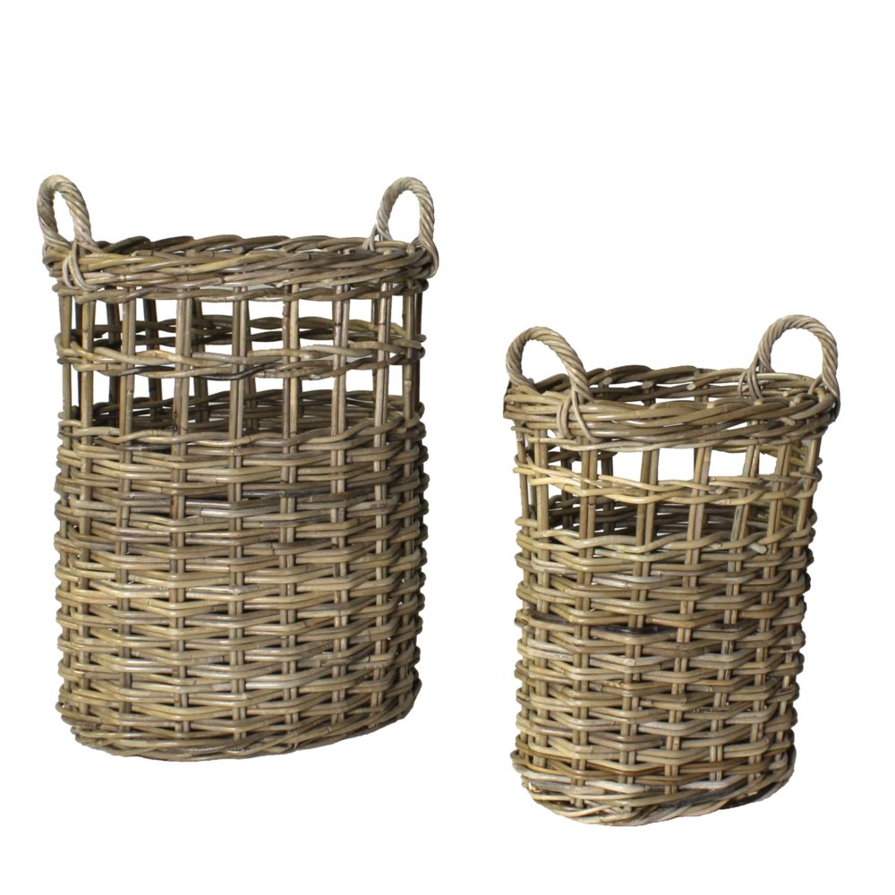 Rustique Grey Newhaven Rattan Umbrella Baskets Set of 2 by HomArt - Image 5