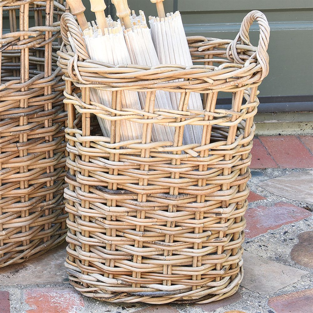 Rustique Grey Newhaven Rattan Umbrella Baskets Set of 2 by HomArt - Image 2