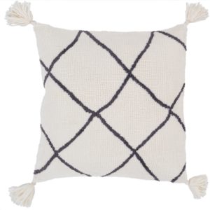 White and Charcoal Braith Pillow by Livabliss