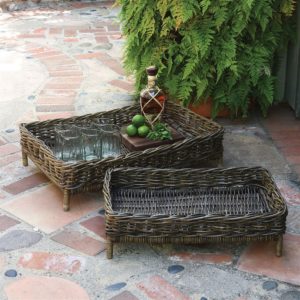 Rustique Dark Gray Montauk Entertaining Trays Set of 2 by HomArt