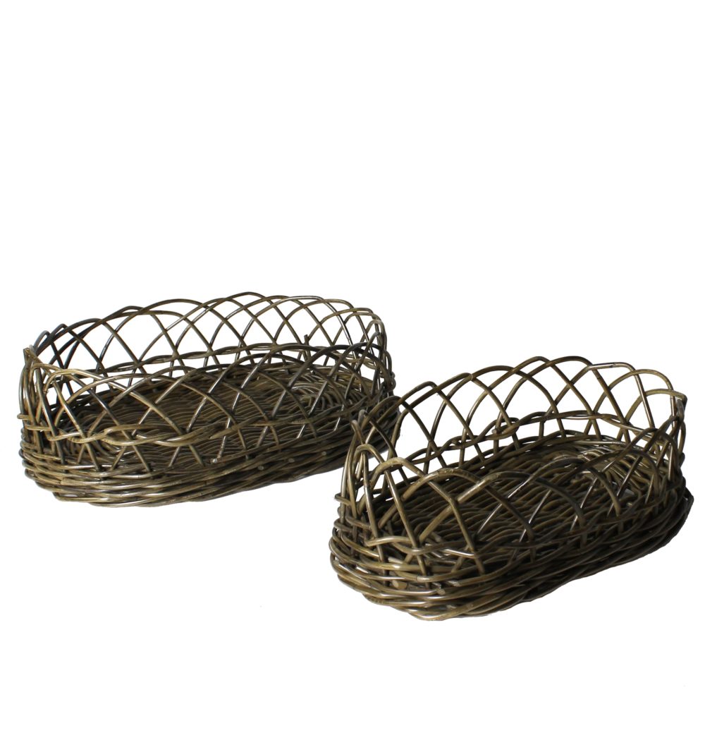 Rustique Dark Grey Stamford Rattan Baskets Set of 2 by HomArt - Image 3