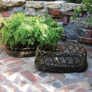 Rustique Dark Grey Stamford Rattan Baskets Set of 2 by HomArt