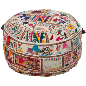 Cream and Pink Karma Pouf by Livabliss