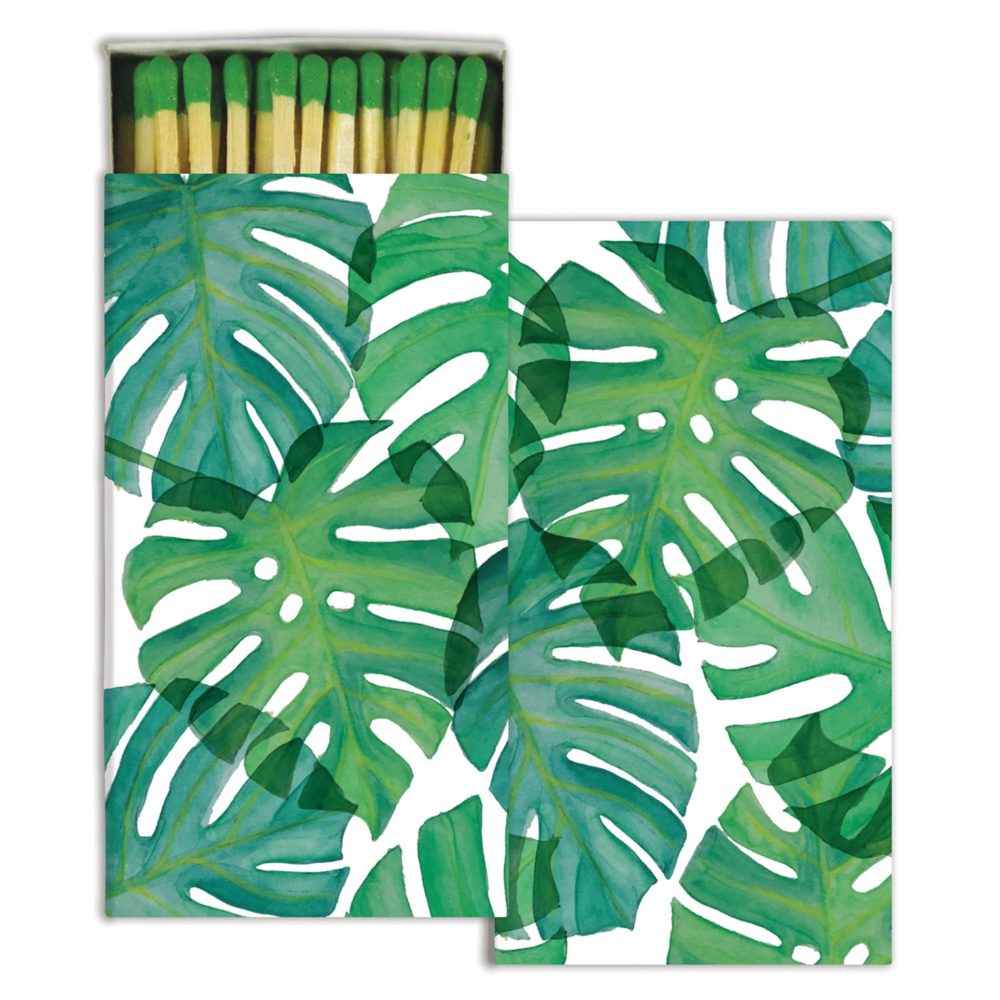 Green Monstera Leaf Matches Set of 6 Boxes by HomArt