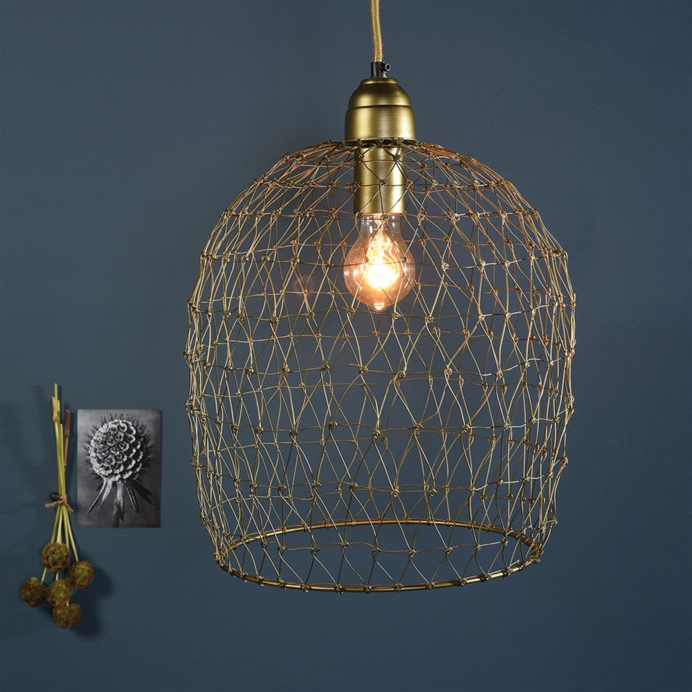 Vera Brass Woven Wire Pendant by HomArt