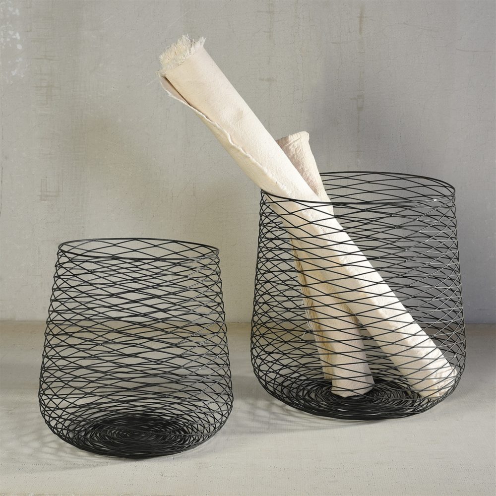 Claus Black Wire Baskets Set of 2 by HomArt
