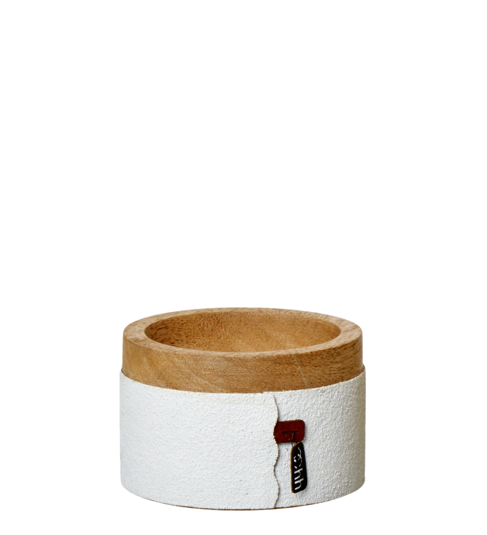 Small Mango Wood and White Paper Bowl by BIDKhome