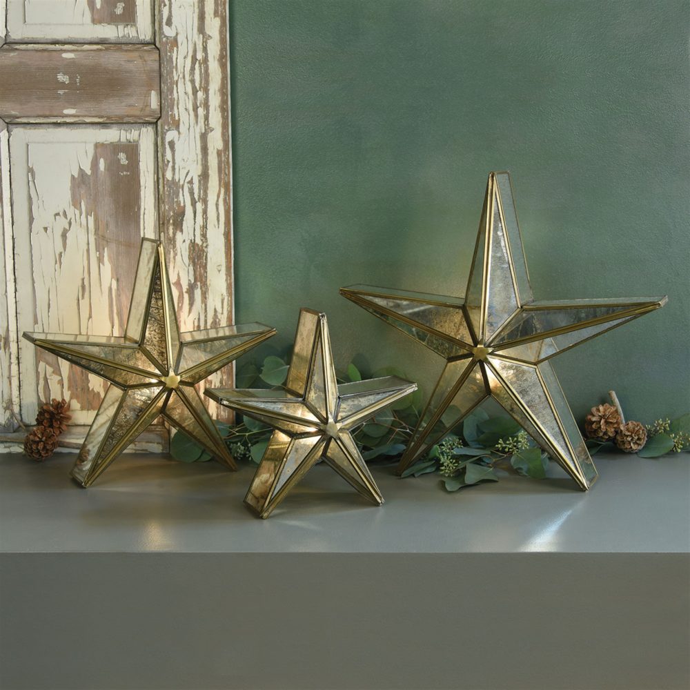 Medium Brass Glass Mirrored Star Candle Holder by HomArt - Image 2