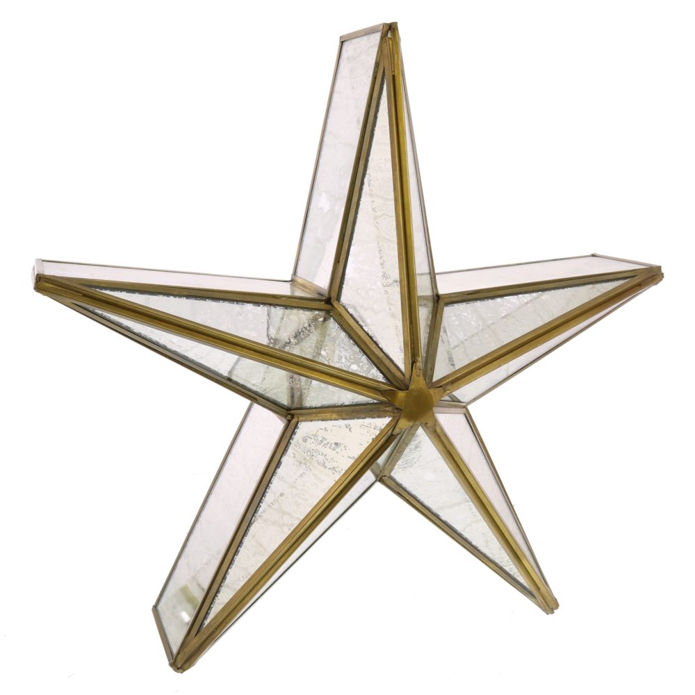 Medium Brass Glass Mirrored Star Candle Holder by HomArt - Image 3