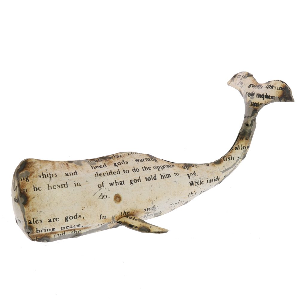 Small White Reclaimed Metal Whale by HomArt - Image 4