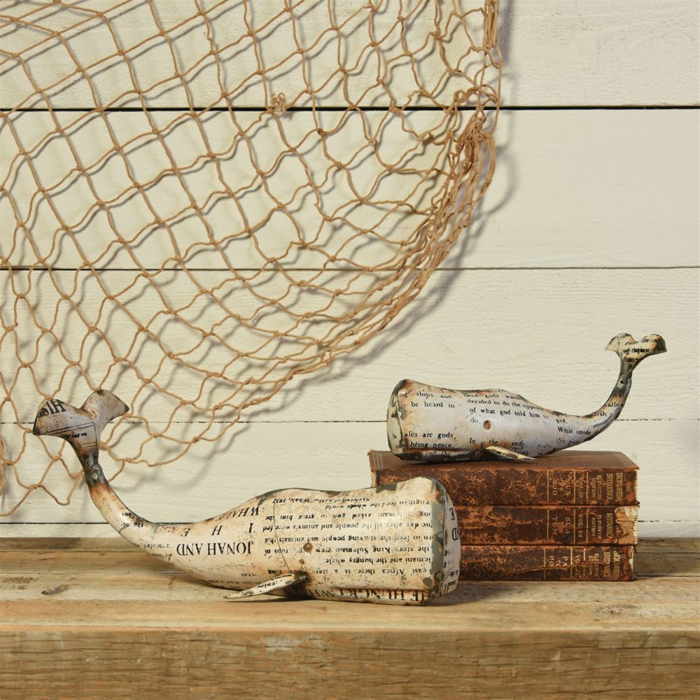 Small White Reclaimed Metal Whale by HomArt - Image 2