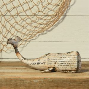 Large White Reclaimed Metal Whale by HomArt