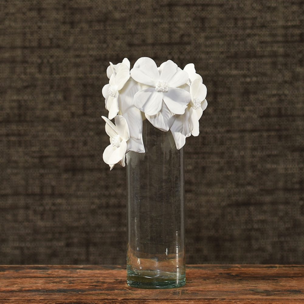 Glass Vase with Bone China Flower Crown by HomArt - Image 2