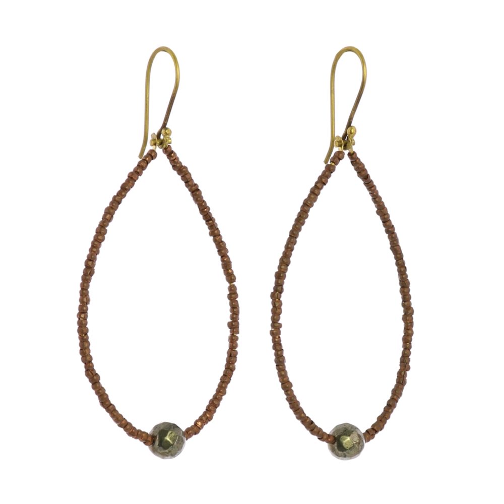 Astrid Beaded Earrings with Pyrite Bead by Ora Ten
