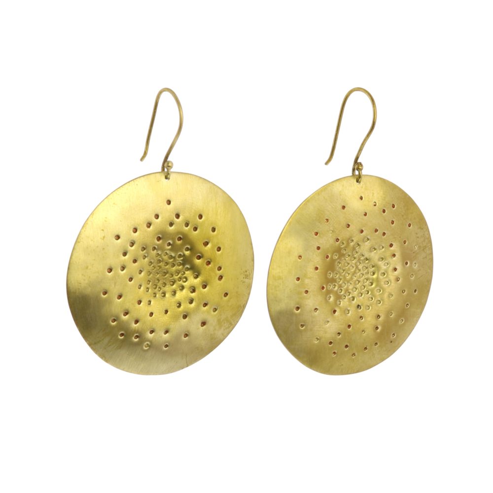 Brass Center Punch Earrings by Ora Ten