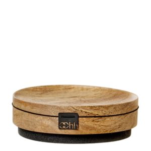 Shallow Wood Dish with a Black Base by BIDKhome
