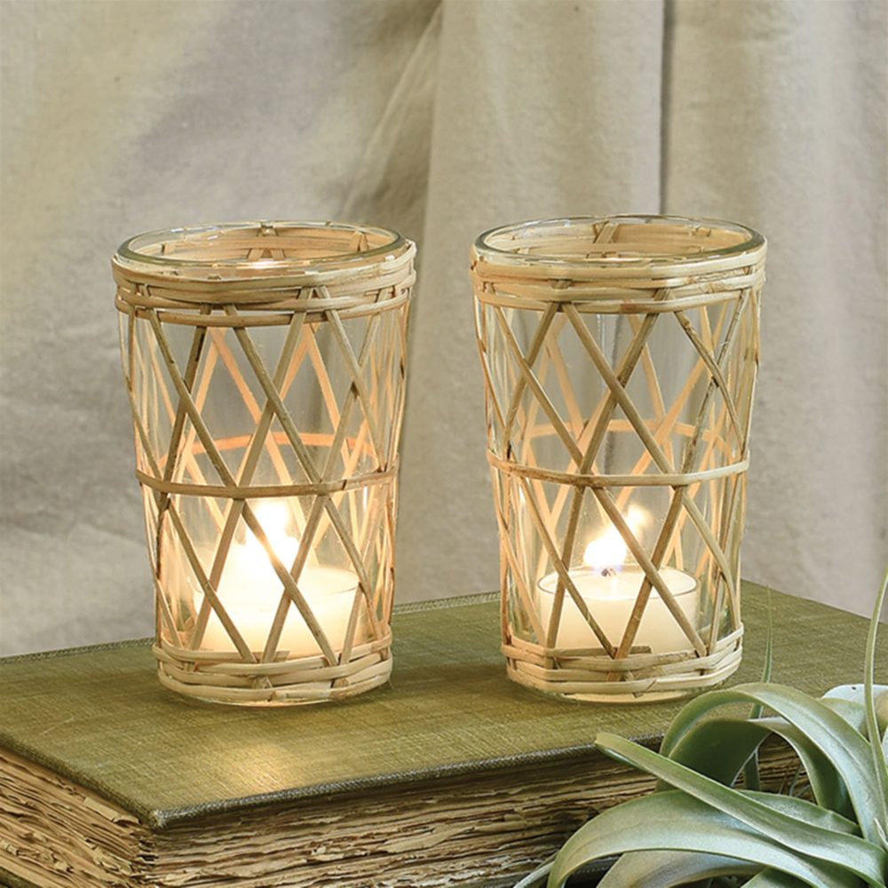 Cane Crisscross Votive Set of 3 by HomArt